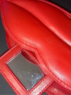 Red Heart-Shaped Crossbody Bag with Mirror